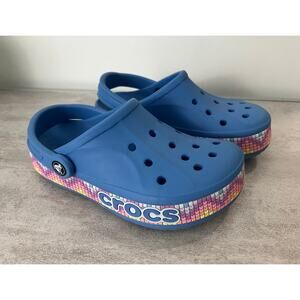 Crocs Men's Women's Bayaband Clog Slip On Size M4 W6 Powder Blue Digital Chevron